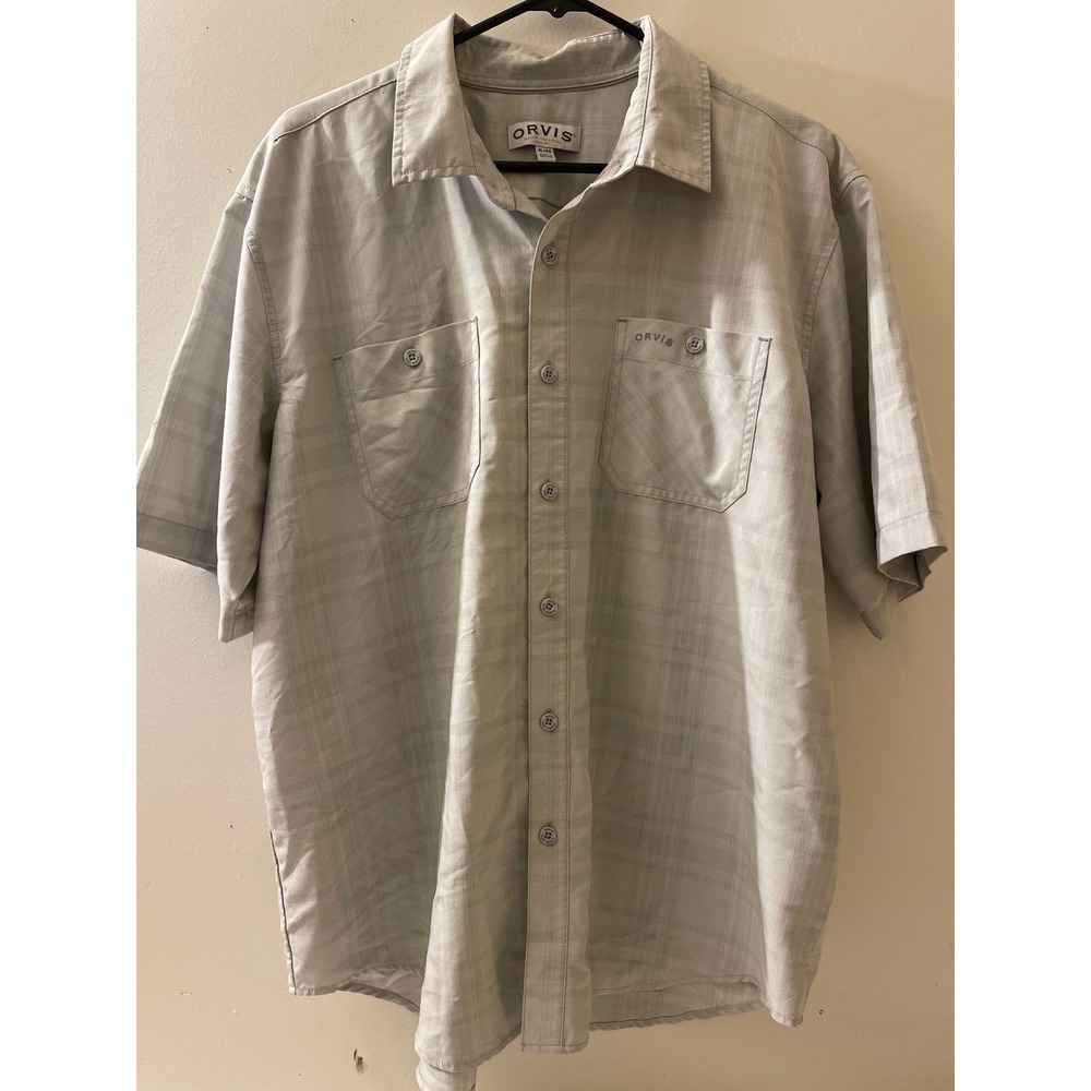 Orvis Light Gray Plaid Short-Sleeve Button-Down Shirt